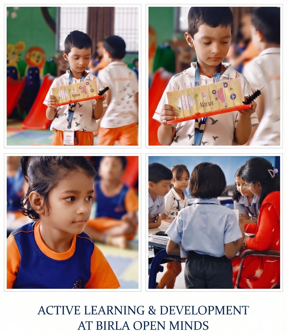 Active learning and development at Birla Open Minds — students in classroom activities